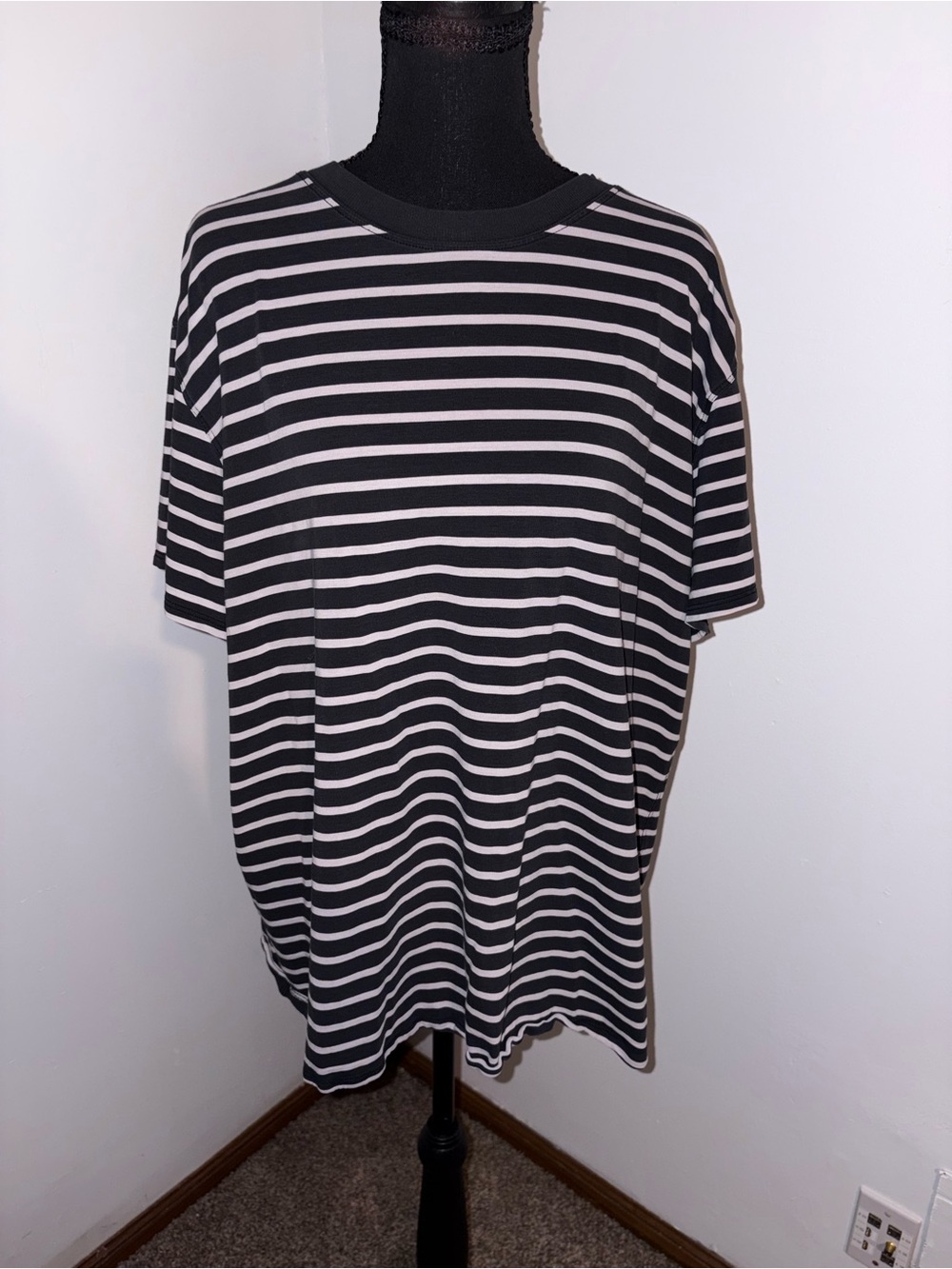 lululemon athletica Black and White Striped Short Sleeve Tee